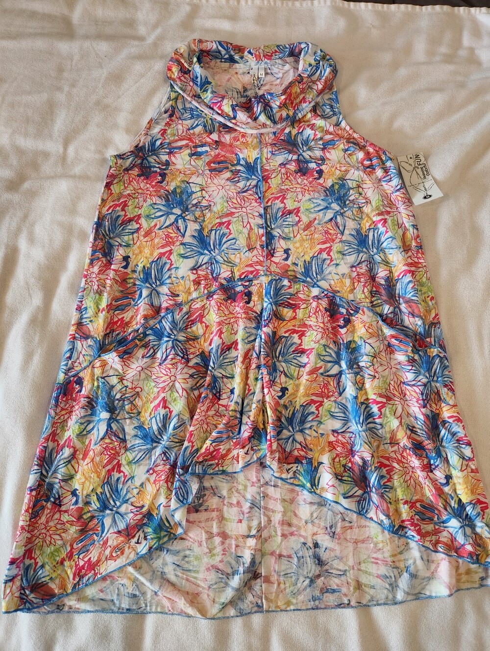 NWT Lulu B Colorful Floral Hi-Low Tunic Medium Lightweight Top New